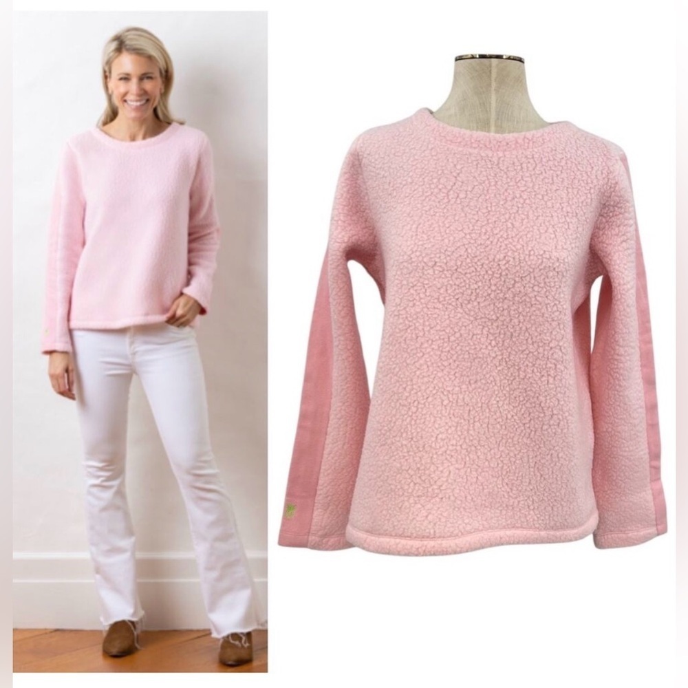 Dudley Stephens Alden Crewneck Top Pullover Shearling Fleece Pink Size XXL